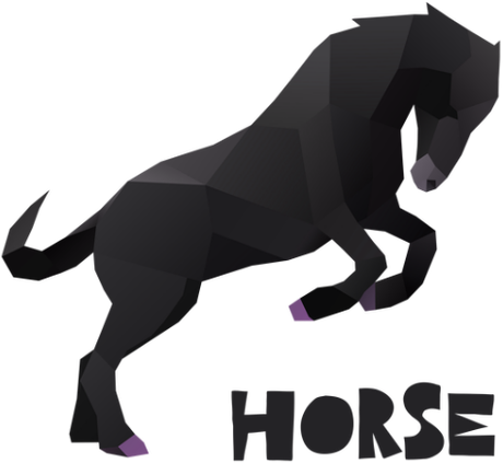 Nadruk Polygonal black horse - Przód