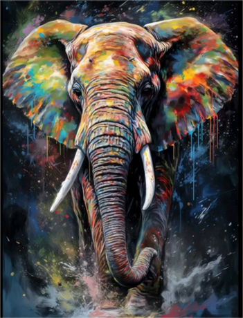 Nadruk Kolorowy słoń - Przód
